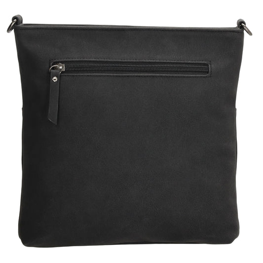 Umhängetasche 26,5x25,5cm Schwarz mit Reißverschluss in Lederoptik - leder-accessoires.com