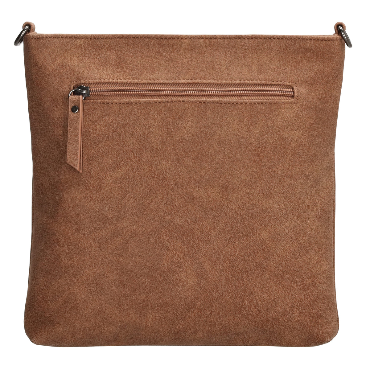 Umhängetasche 26,5x25,5cm Cognac mit Reißverschluss in Lederoptik - leder-accessoires.com