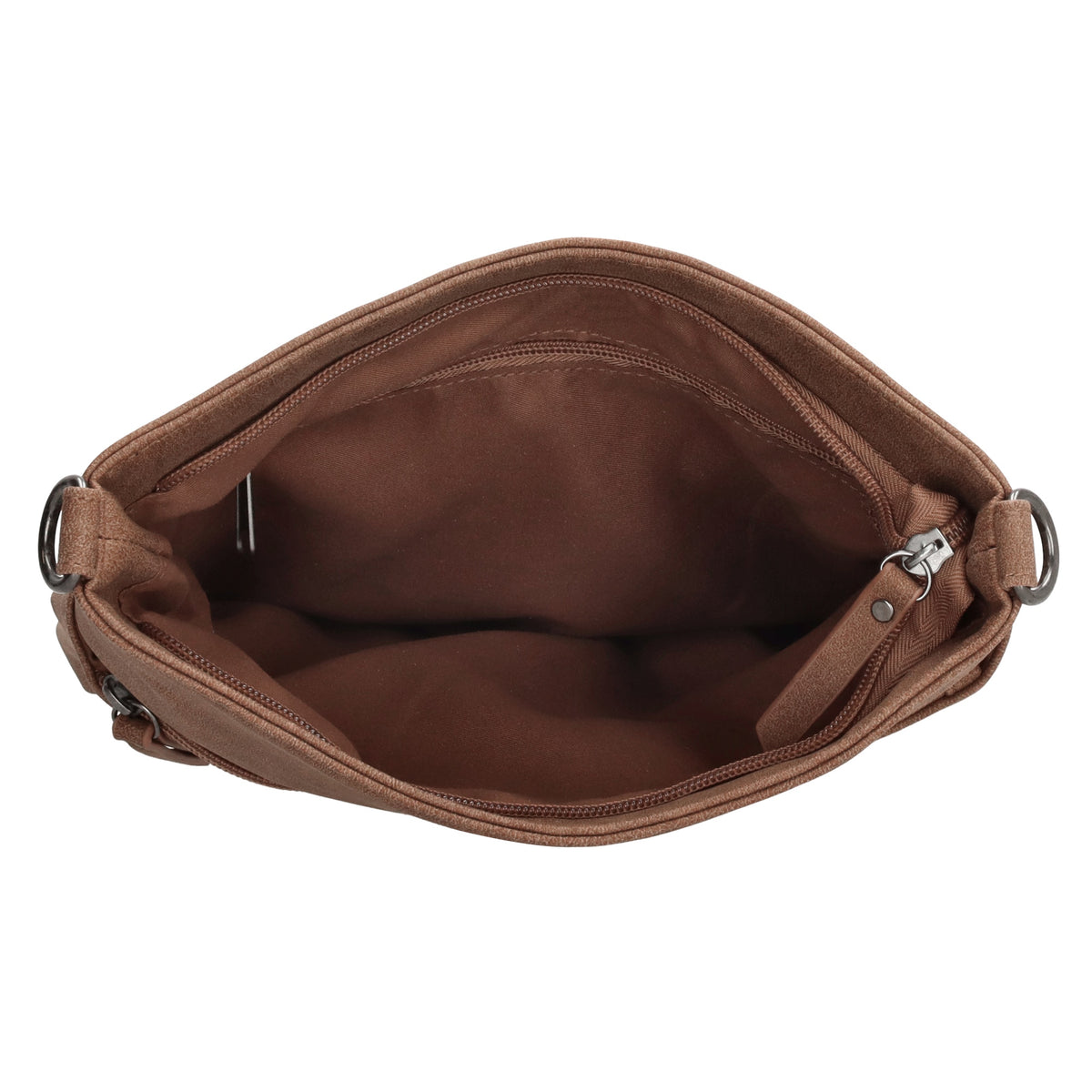 Umhängetasche 26,5x25,5cm Cognac mit Reißverschluss in Lederoptik - leder-accessoires.com