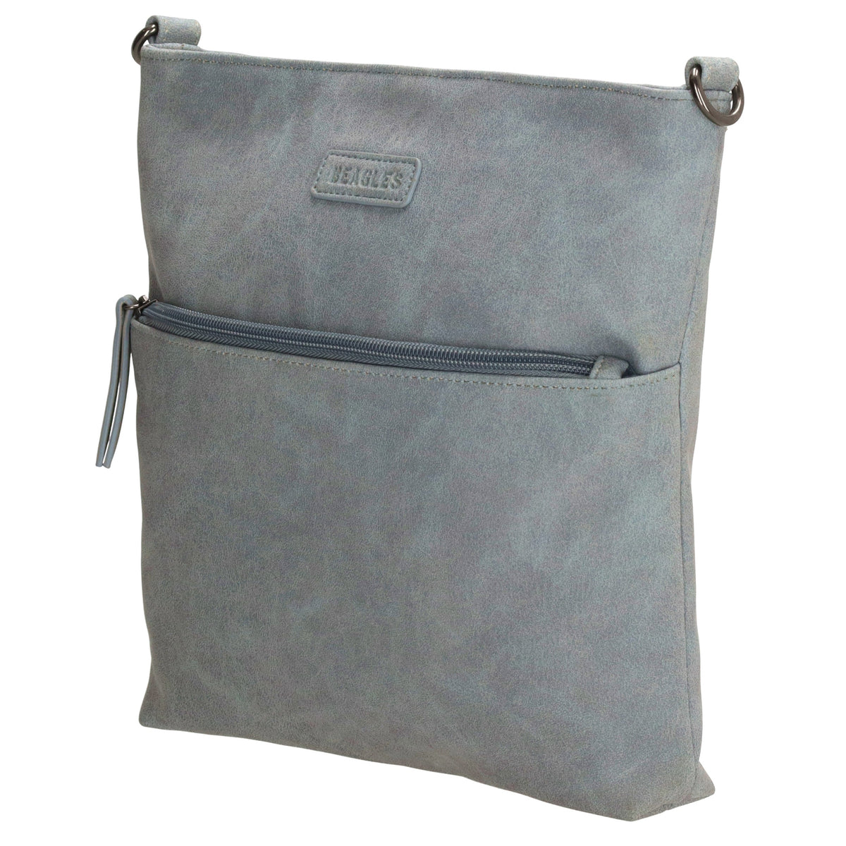 Umhängetasche 26,5x25,5cm Hellblau mit Reißverschluss in Lederoptik - leder-accessoires.com