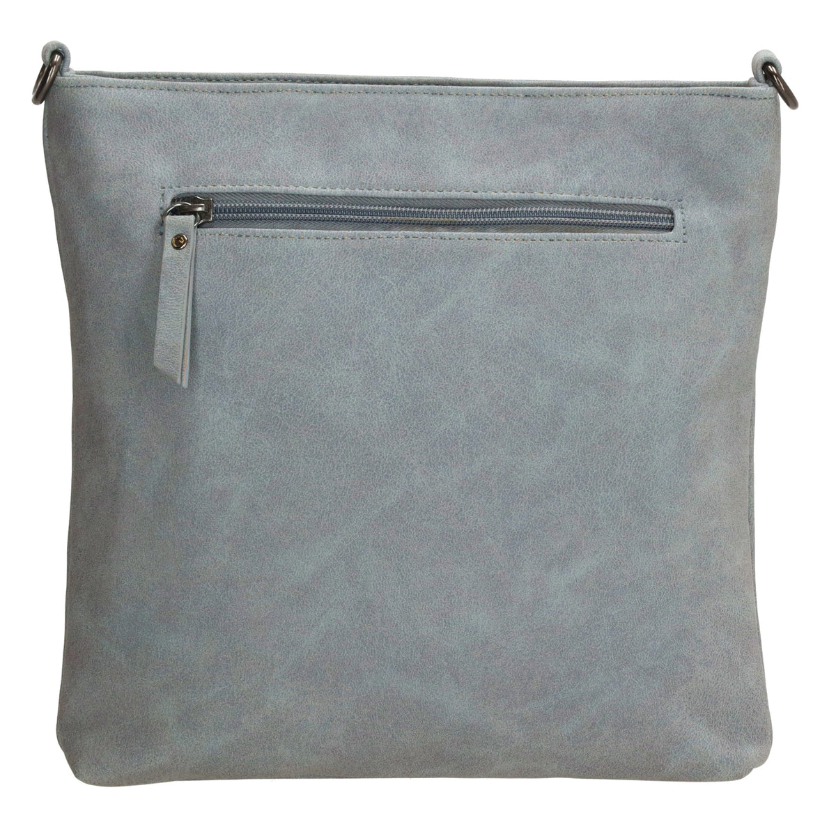 Umhängetasche 26,5x25,5cm Hellblau mit Reißverschluss in Lederoptik - leder-accessoires.com