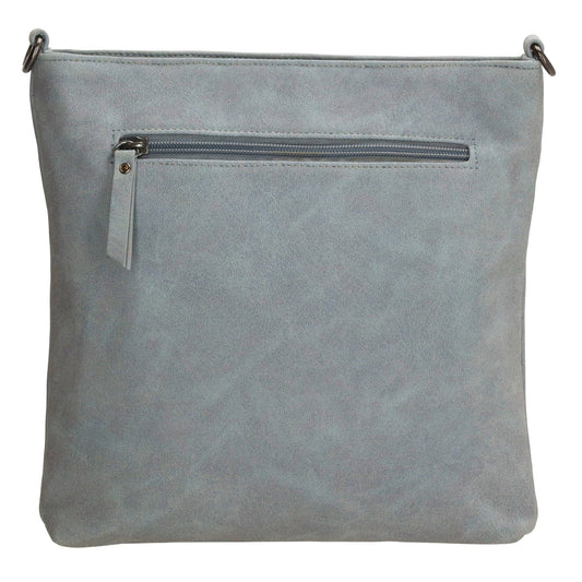 Umhängetasche 26,5x25,5cm Hellblau mit Reißverschluss in Lederoptik - leder-accessoires.com