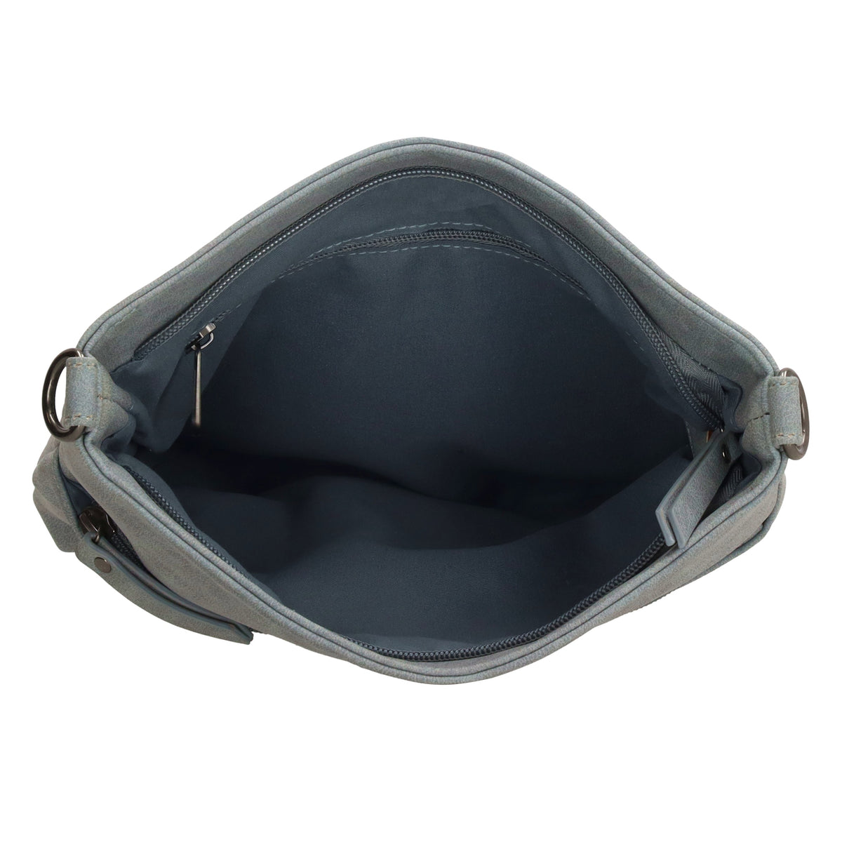 Umhängetasche 26,5x25,5cm Hellblau mit Reißverschluss in Lederoptik - leder-accessoires.com
