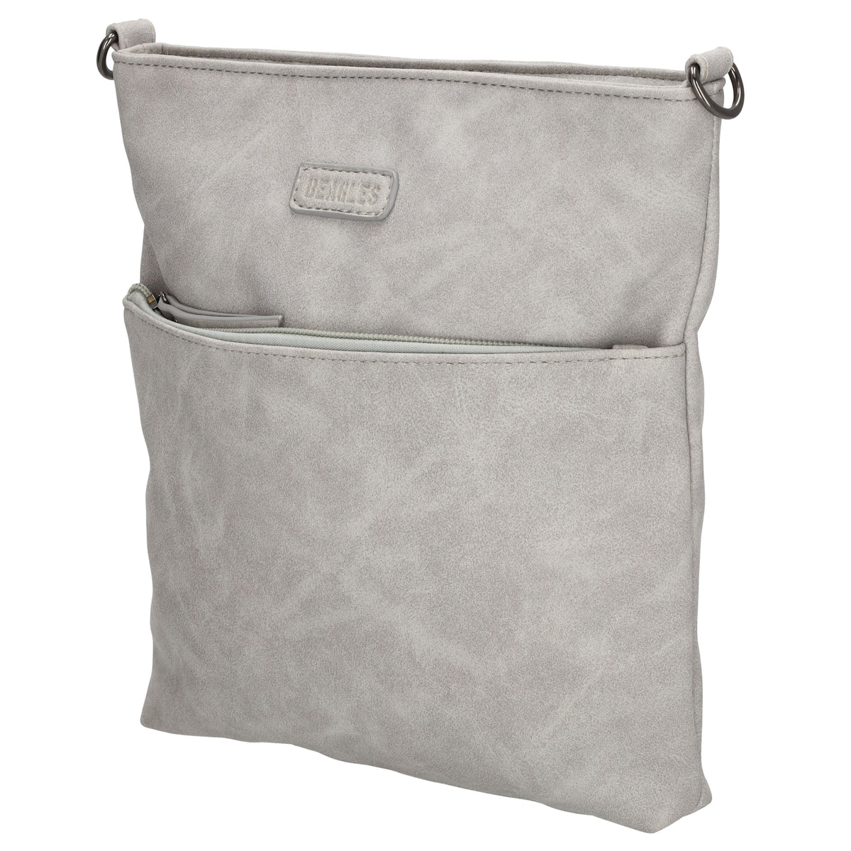 Umhängetasche 26,5x25,5cm Hellgrau mit Reißverschluss in Lederoptik - leder-accessoires.com