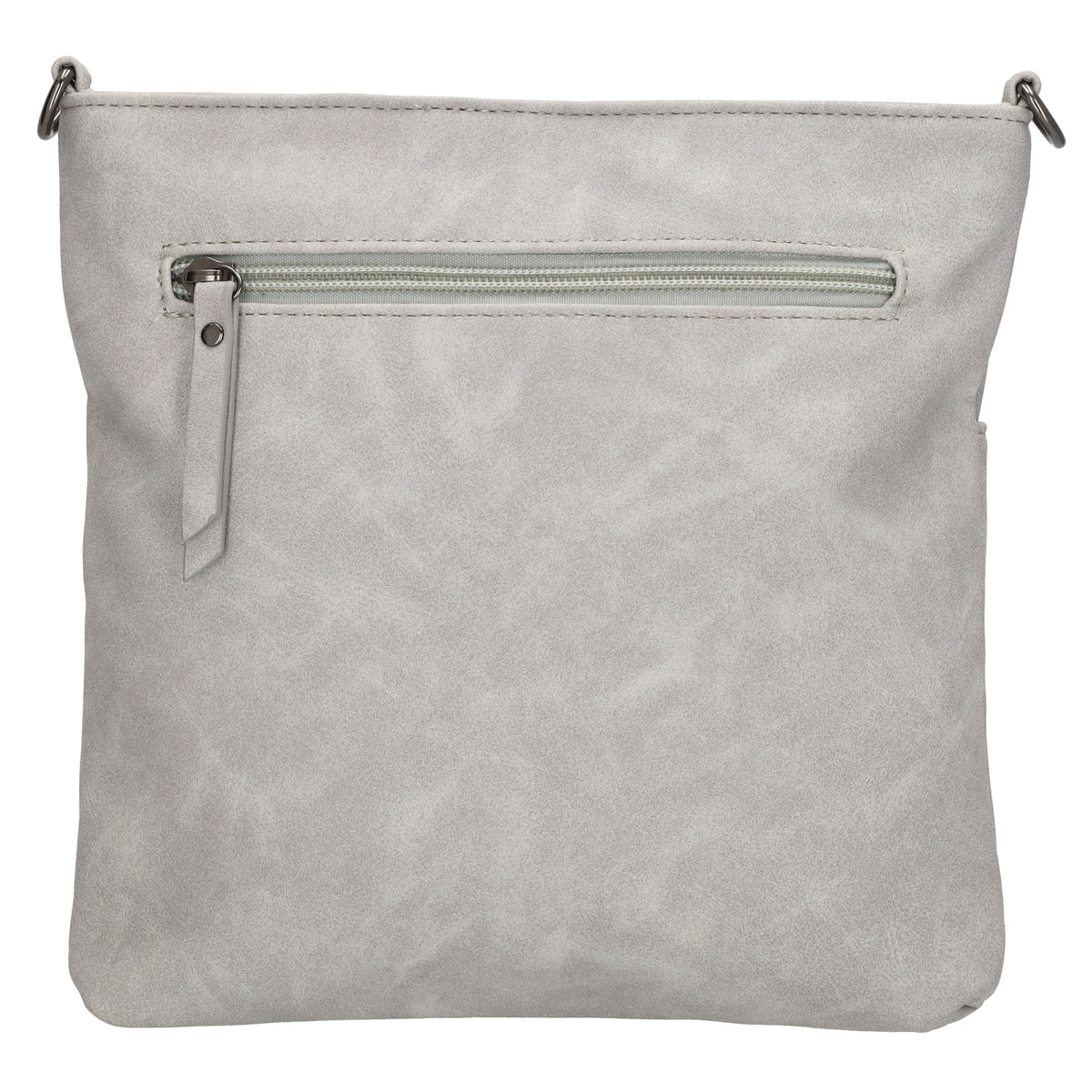 Umhängetasche 26,5x25,5cm Hellgrau mit Reißverschluss in Lederoptik - leder-accessoires.com