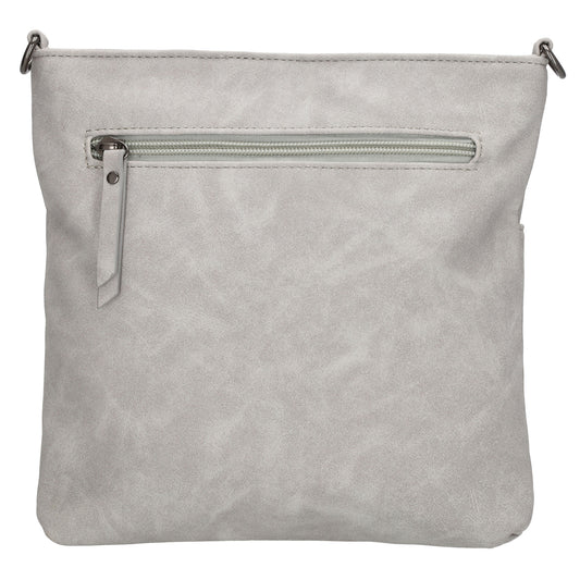 Umhängetasche 26,5x25,5cm Hellgrau mit Reißverschluss in Lederoptik - leder-accessoires.com