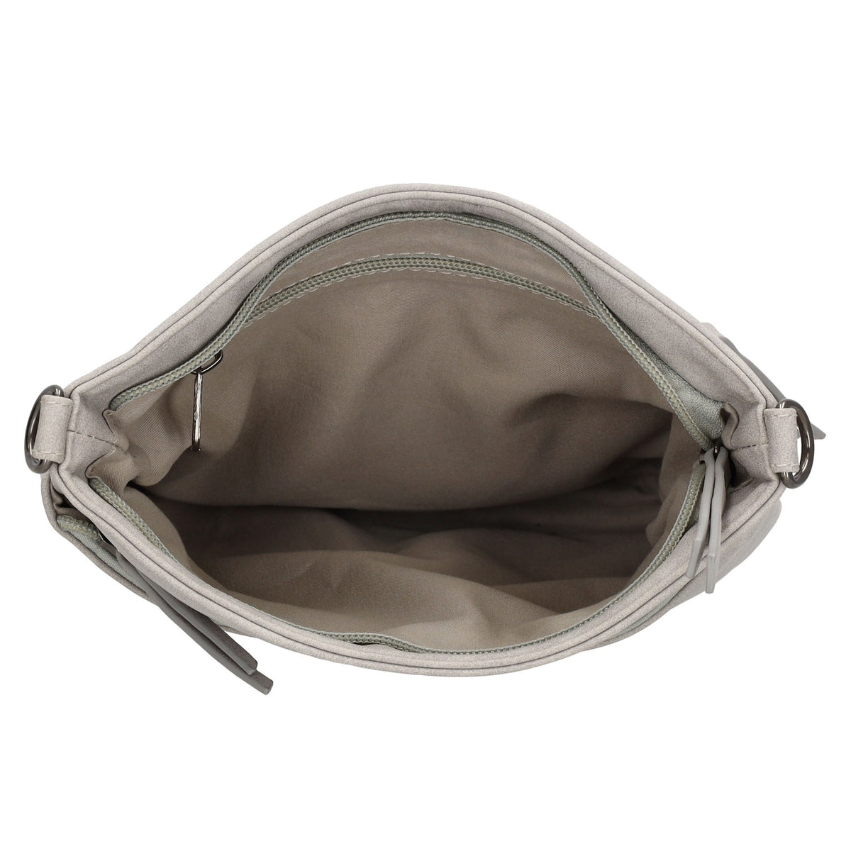 Umhängetasche 26,5x25,5cm Hellgrau mit Reißverschluss in Lederoptik - leder-accessoires.com