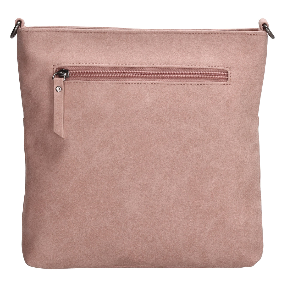 Umhängetasche 26,5x25,5cm Hellrosa mit Reißverschluss in Lederoptik - leder-accessoires.com