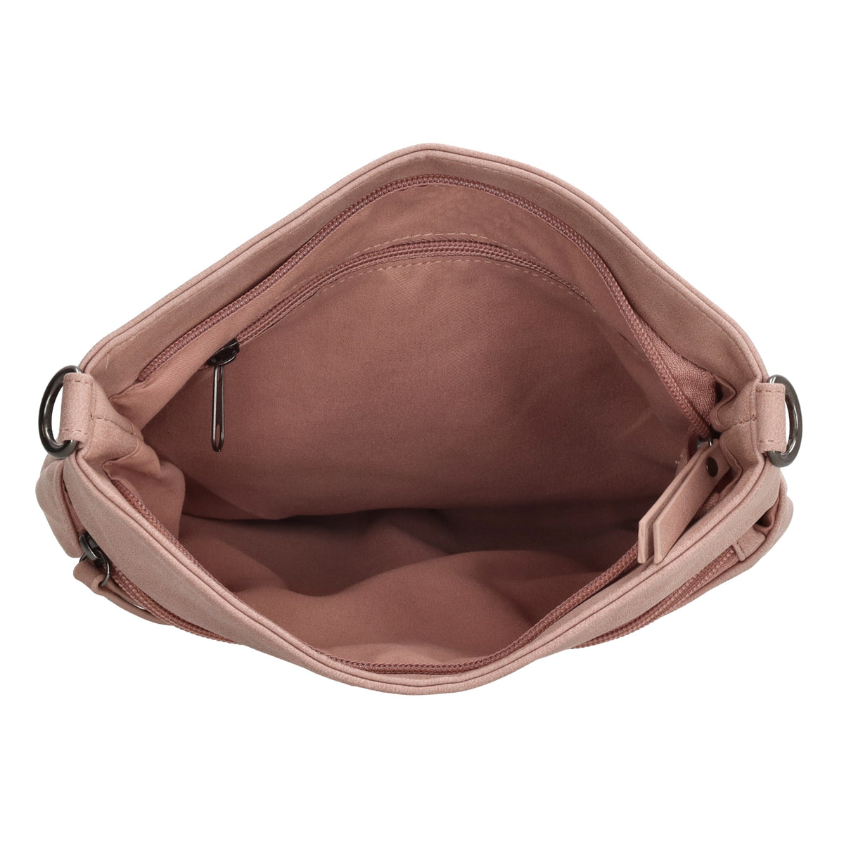 Umhängetasche 26,5x25,5cm Hellrosa mit Reißverschluss in Lederoptik - leder-accessoires.com