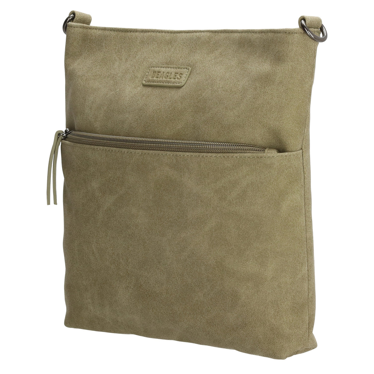 Umhängetasche 26,5x25,5cm Grün mit Reißverschluss in Lederoptik - leder-accessoires.com