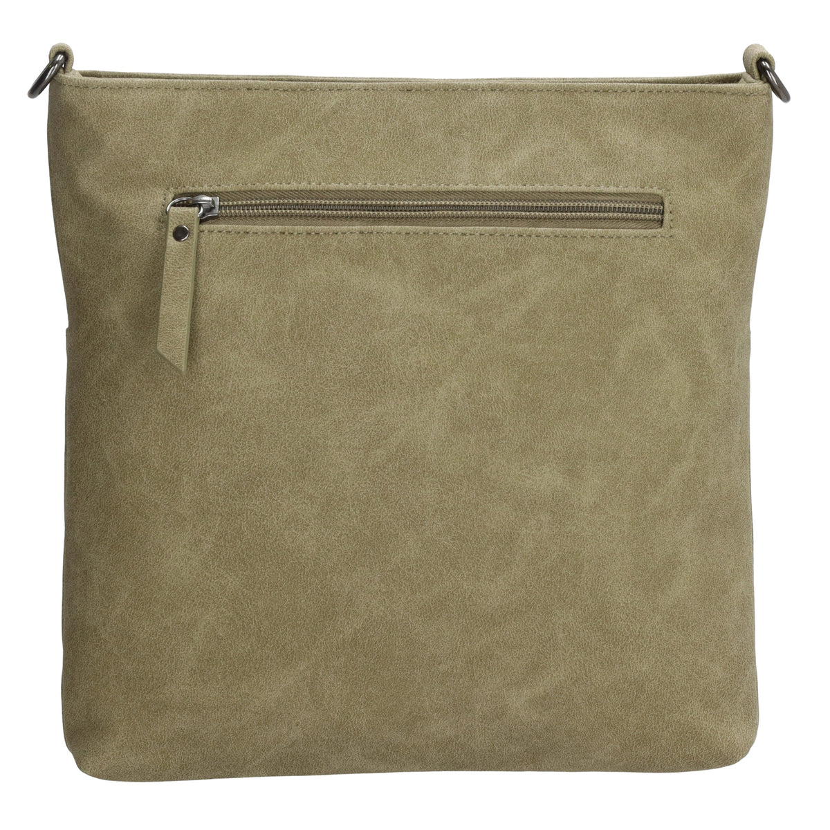 Umhängetasche 26,5x25,5cm Grün mit Reißverschluss in Lederoptik - leder-accessoires.com