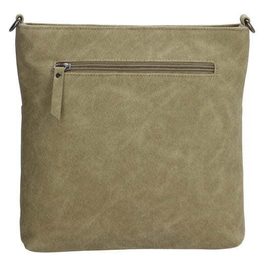 Umhängetasche 26,5x25,5cm Grün mit Reißverschluss in Lederoptik - leder-accessoires.com