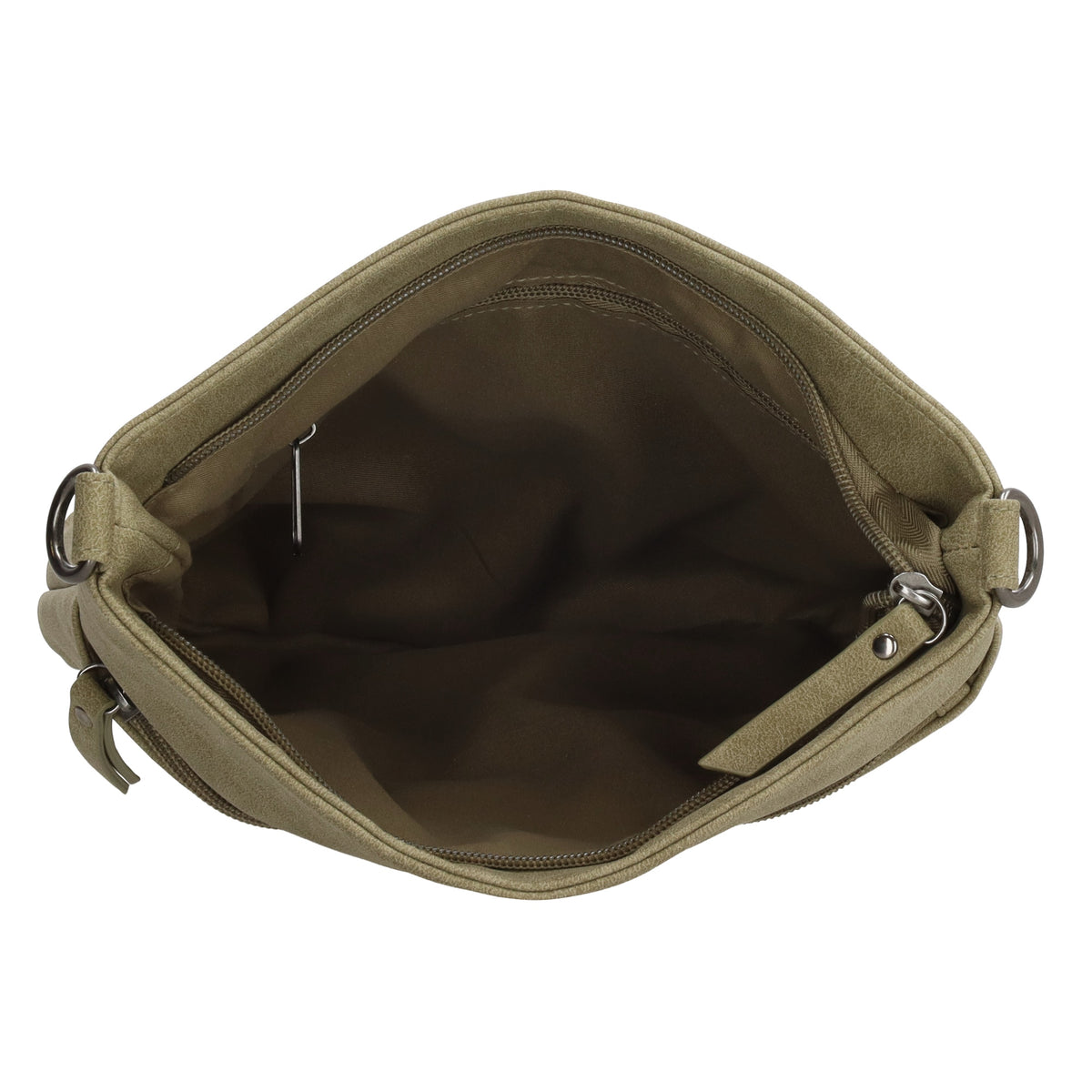 Umhängetasche 26,5x25,5cm Grün mit Reißverschluss in Lederoptik - leder-accessoires.com
