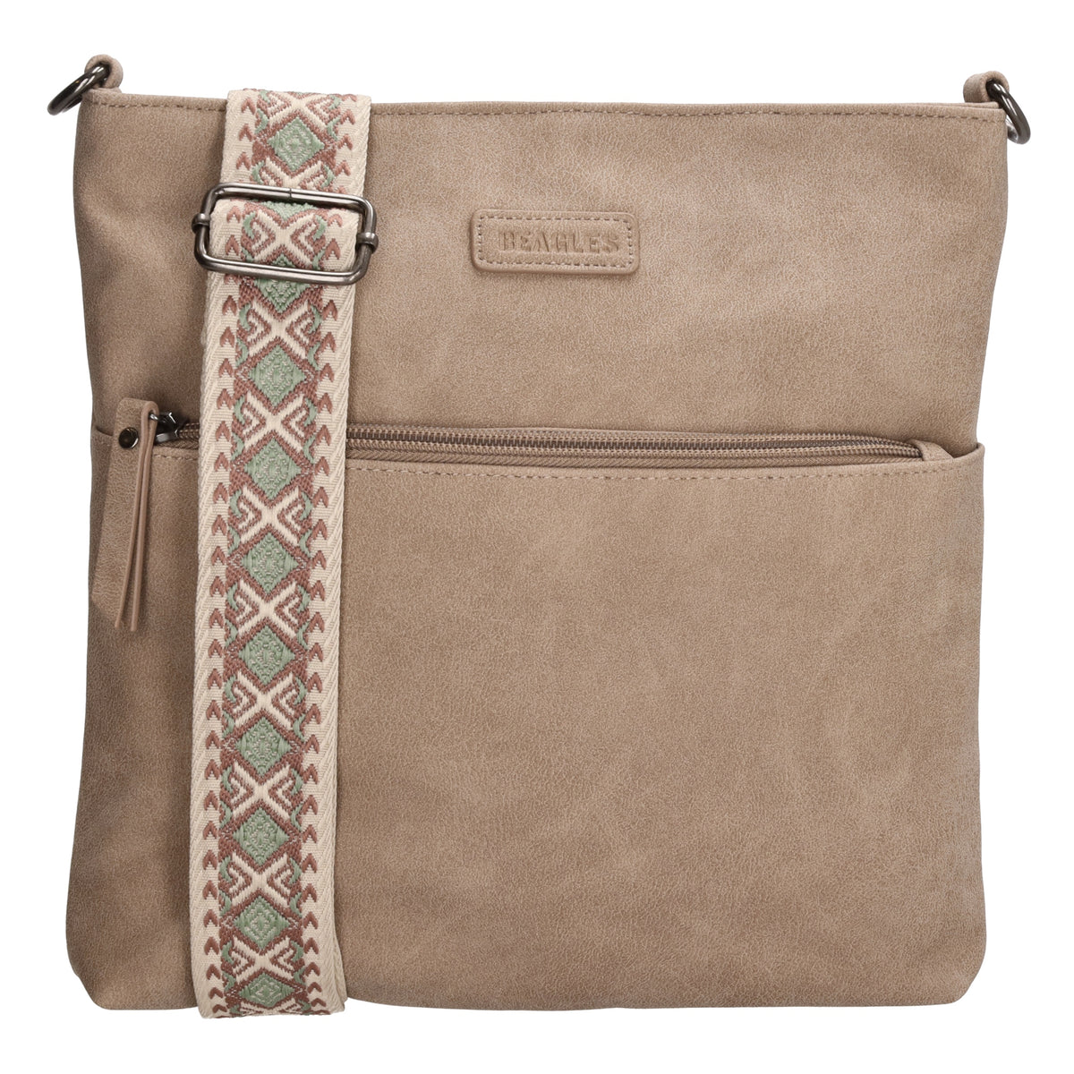 Umhängetasche 26,5x25,5cm Helltaupe mit Reißverschluss in Lederoptik - leder-accessoires.com