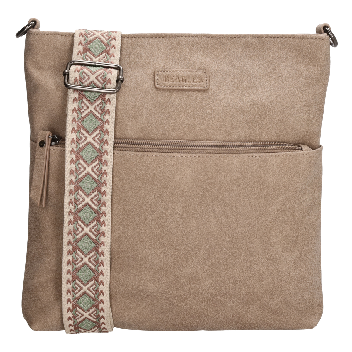Umhängetasche 26,5x25,5cm Helltaupe mit Reißverschluss in Lederoptik - leder-accessoires.com