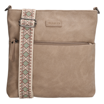Umhängetasche 26,5x25,5cm Helltaupe mit Reißverschluss in Lederoptik - leder-accessoires.com