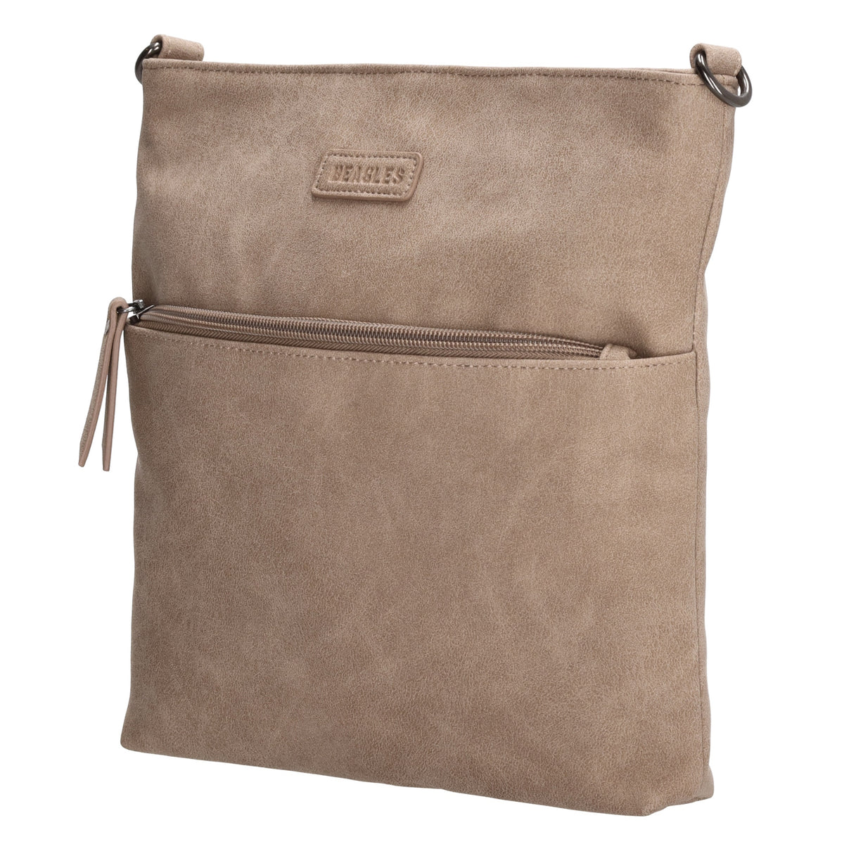 Umhängetasche 26,5x25,5cm Helltaupe mit Reißverschluss in Lederoptik - leder-accessoires.com