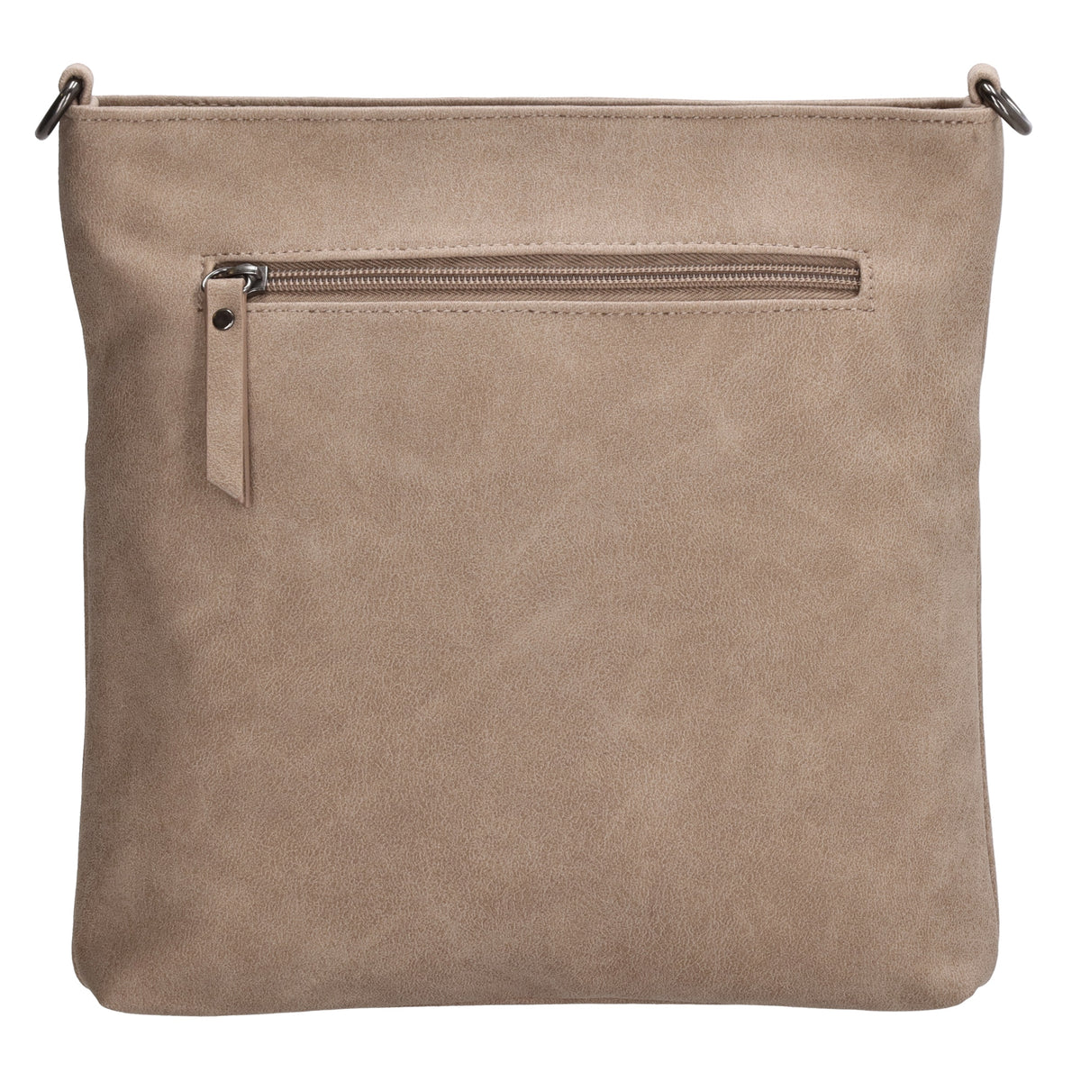 Umhängetasche 26,5x25,5cm Helltaupe mit Reißverschluss in Lederoptik - leder-accessoires.com