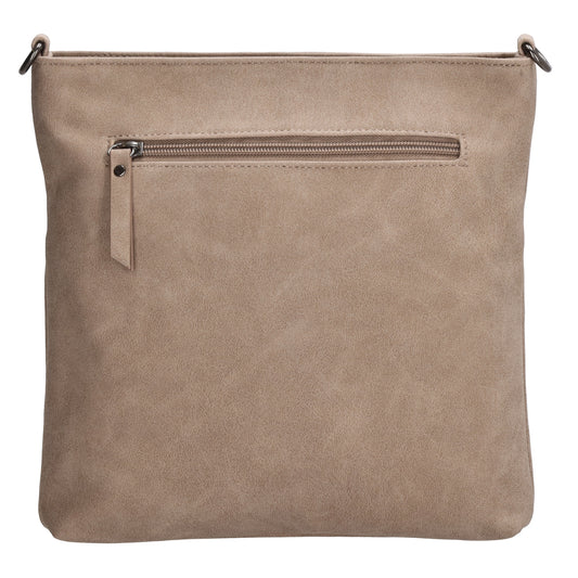 Umhängetasche 26,5x25,5cm Helltaupe mit Reißverschluss in Lederoptik - leder-accessoires.com