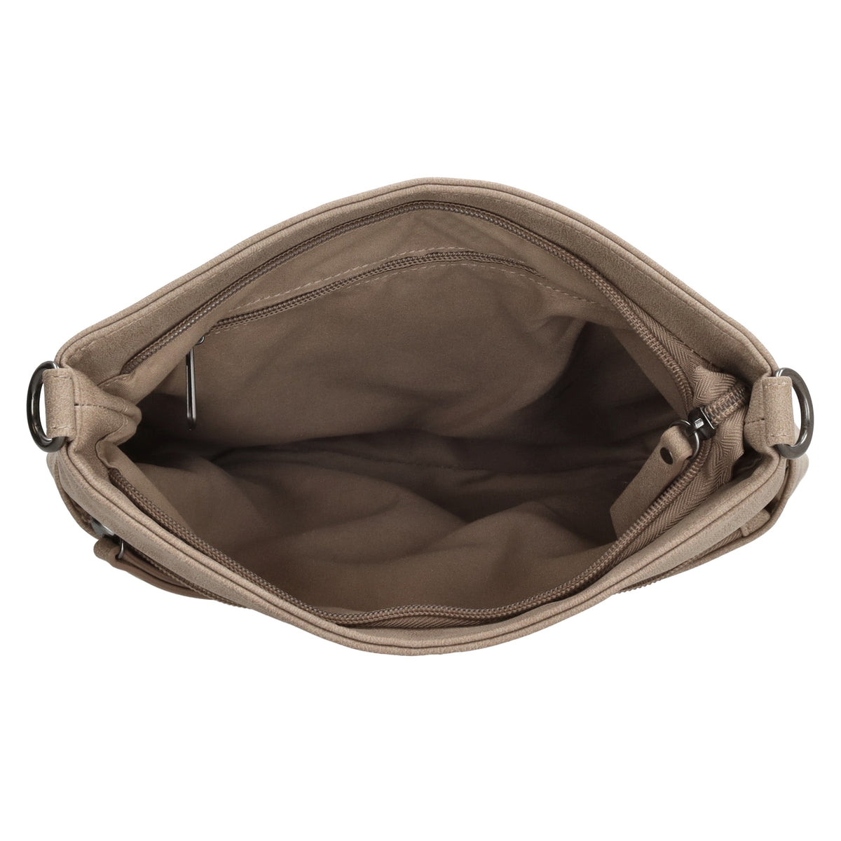 Umhängetasche 26,5x25,5cm Helltaupe mit Reißverschluss in Lederoptik - leder-accessoires.com
