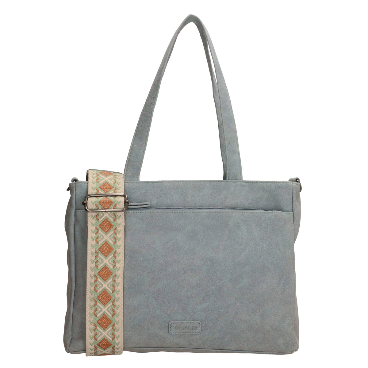 Shopper| Businesstasche 31x24,5cm Hellblau in Lederoptik - leder-accessoires.com