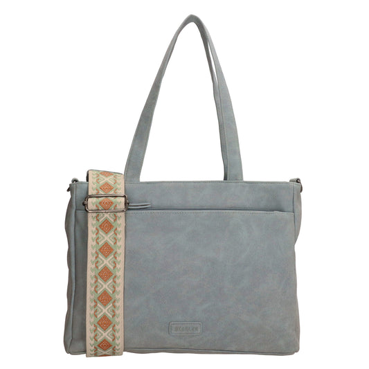Shopper| Businesstasche 31x24,5cm Hellblau in Lederoptik - leder-accessoires.com