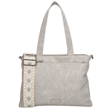 Shopper| Businesstasche 31x24,5cm Hellgrau in Lederoptik - leder-accessoires.com