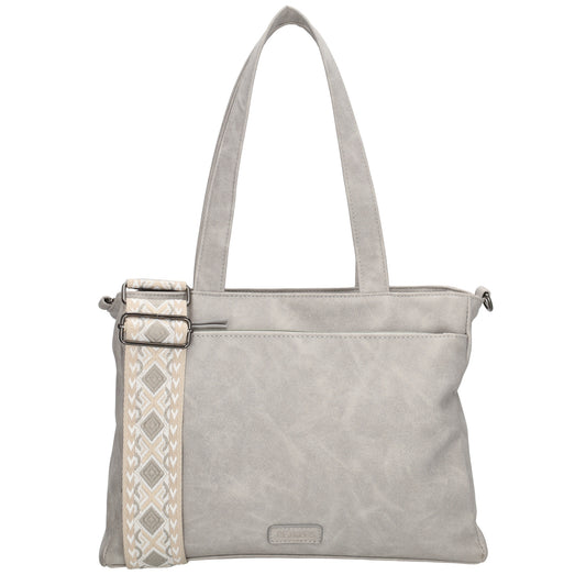Shopper| Businesstasche 31x24,5cm Hellgrau in Lederoptik - leder-accessoires.com