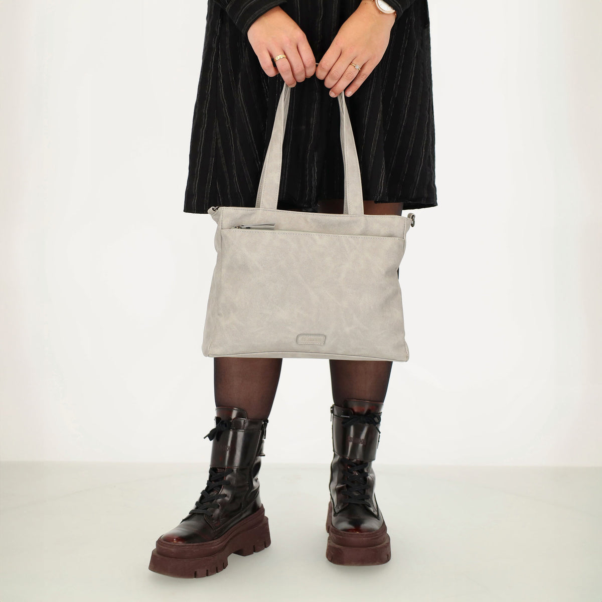 Shopper| Businesstasche 31x24,5cm Hellgrau in Lederoptik - leder-accessoires.com