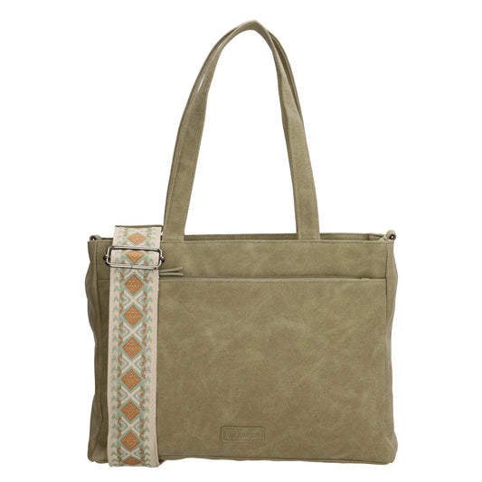 Shopper| Businesstasche 31x24,5cm Hellgrün in Lederoptik - leder-accessoires.com