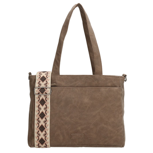 Shopper| Businesstasche 31x24,5cm Dunkeltaupe in Lederoptik - leder-accessoires.com