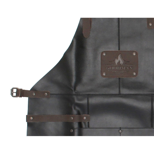 Lederschürze zum Grillen in Schwarz mit Vortasche - leder-accessoires.com