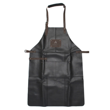 Lederschürze zum Grillen in Schwarz mit Vortasche - leder-accessoires.com