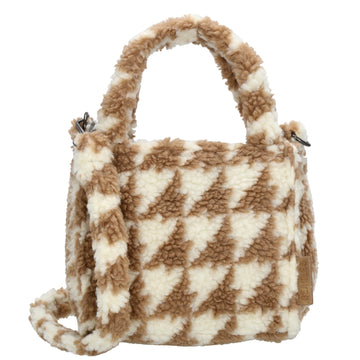 Teddytasche 17x17cm in Karomuster Weiß|Braun mit Reißverschluss - leder-accessoires.com