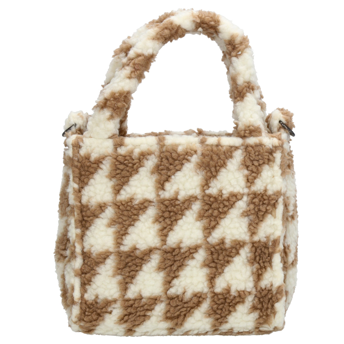 Teddytasche 17x17cm in Karomuster Weiß|Braun mit Reißverschluss - leder-accessoires.com
