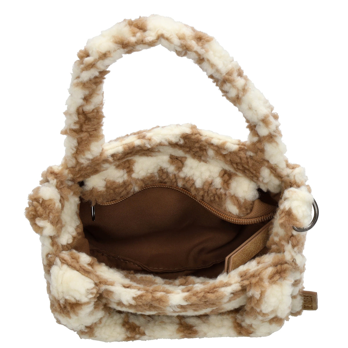 Teddytasche 17x17cm in Karomuster Weiß|Braun mit Reißverschluss - leder-accessoires.com