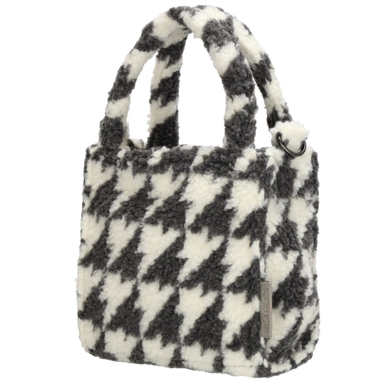 Teddytasche 17x17cm in Karomuster Weiß|Grau mit Reißverschluss - leder-accessoires.com