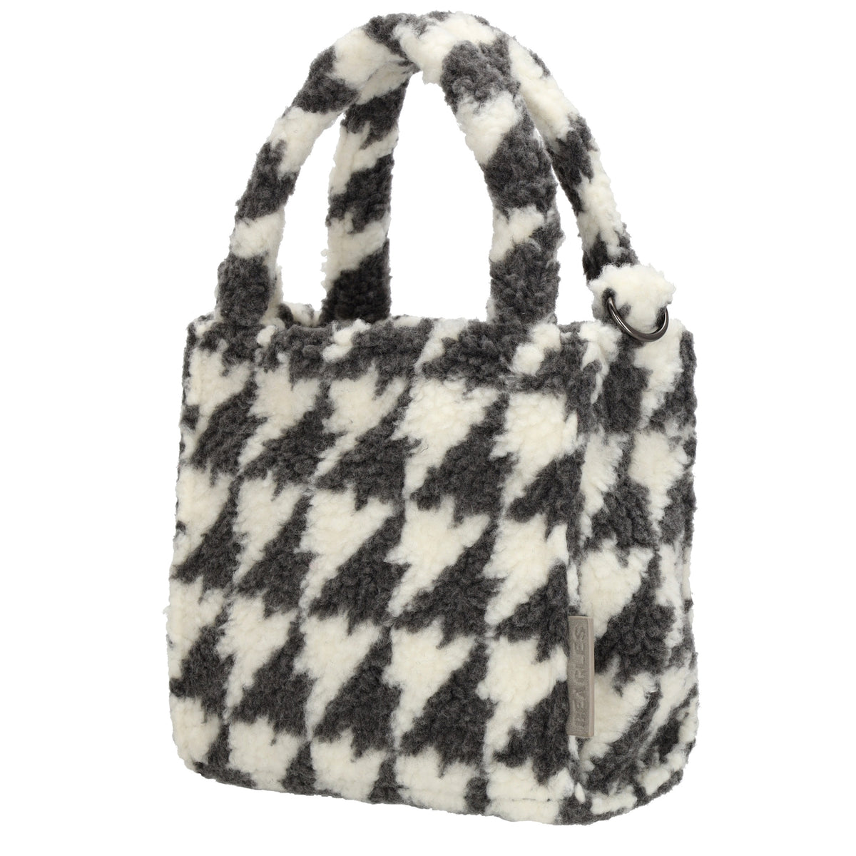 Teddytasche 17x17cm in Karomuster Weiß|Grau mit Reißverschluss - leder-accessoires.com