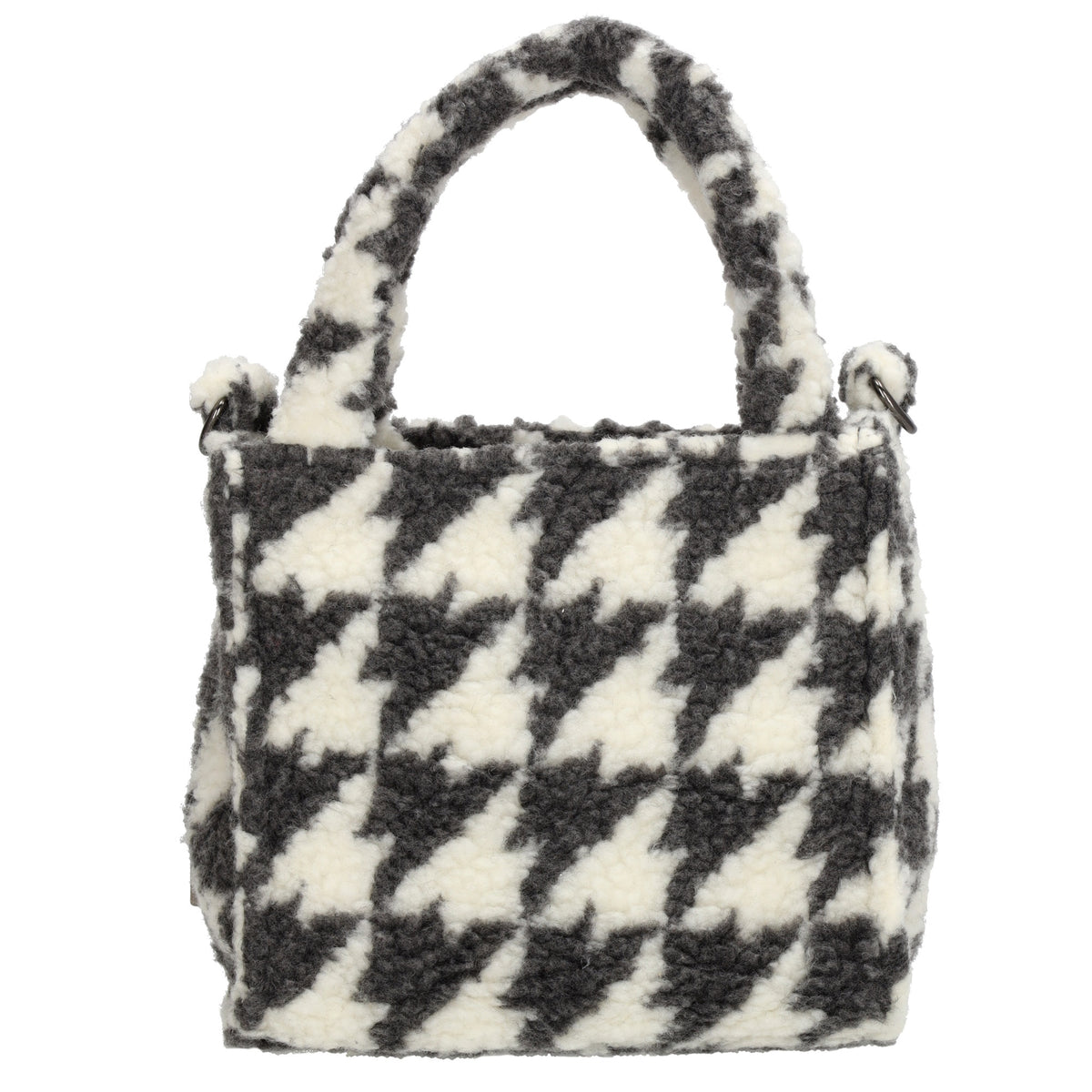 Teddytasche 17x17cm in Karomuster Weiß|Grau mit Reißverschluss - leder-accessoires.com