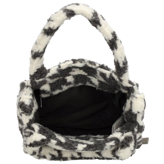 Teddytasche 17x17cm in Karomuster Weiß|Grau mit Reißverschluss - leder-accessoires.com