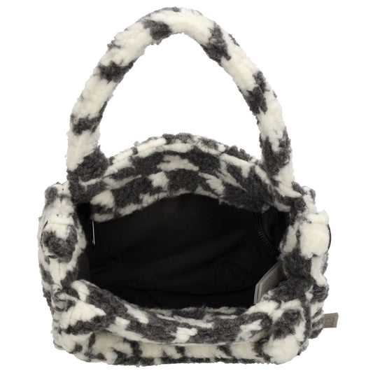 Teddytasche 17x17cm in Karomuster Weiß|Grau mit Reißverschluss - leder-accessoires.com