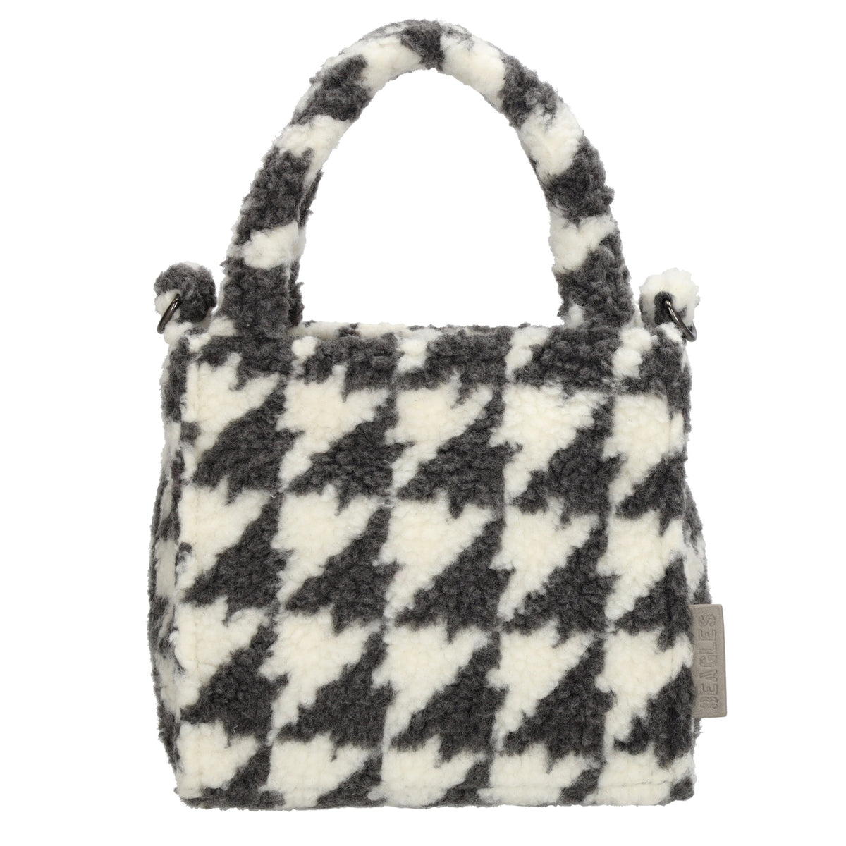 Teddytasche 17x17cm in Karomuster Weiß|Grau mit Reißverschluss - leder-accessoires.com