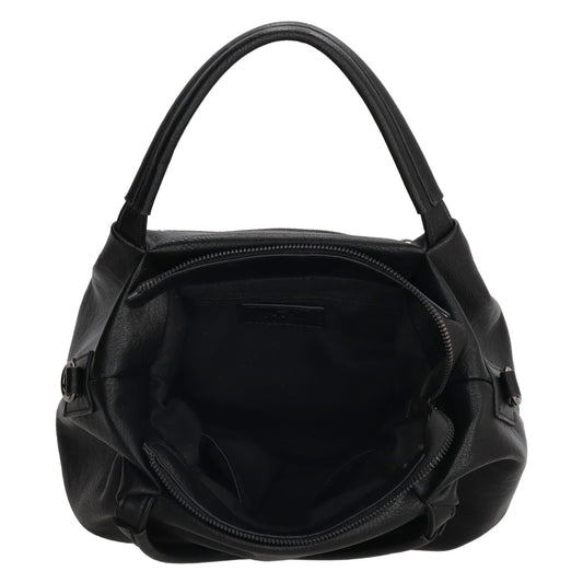 Schultertasche aus Kunstleder in Schwarz 28x21cm mit Reißverschluss - leder-accessoires.com