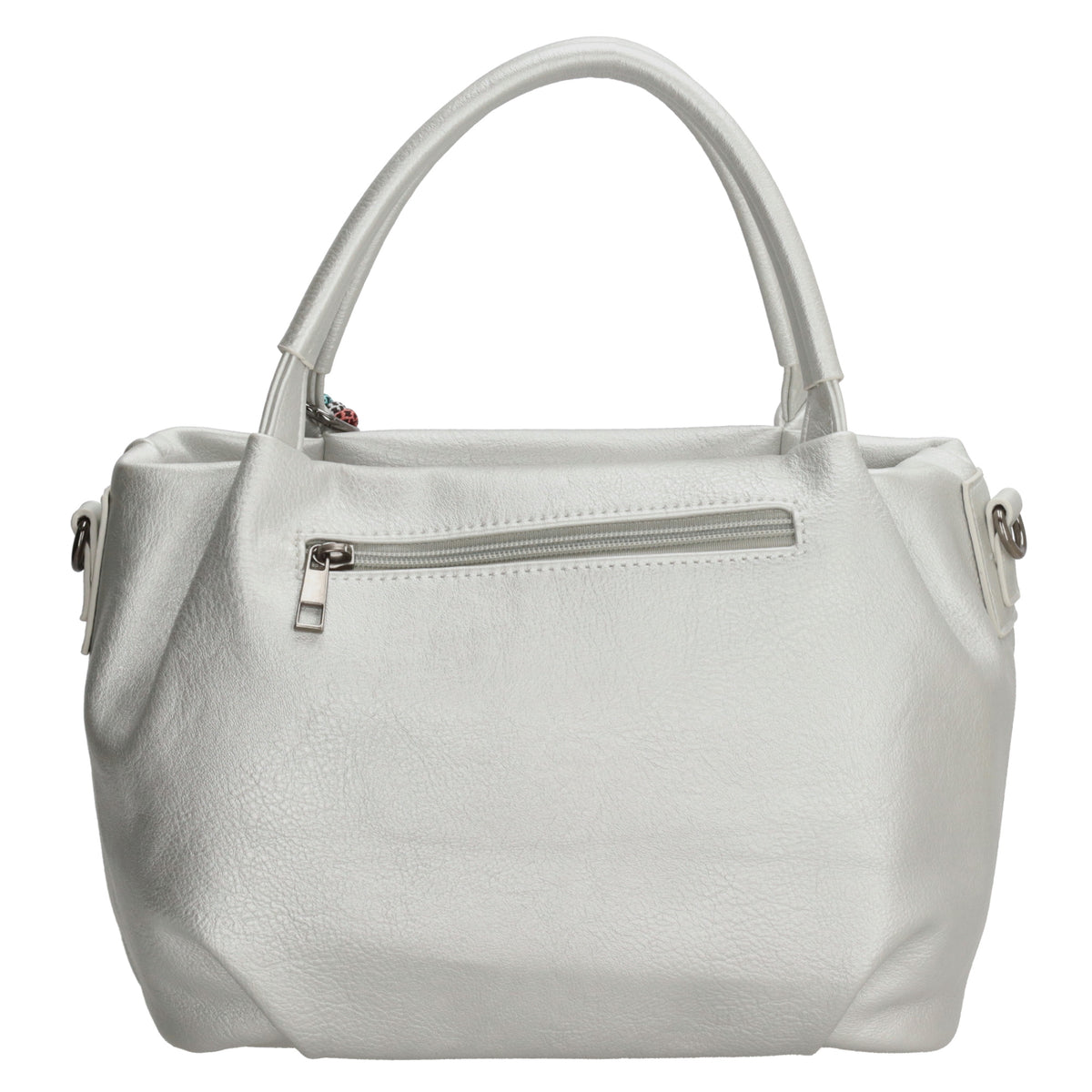 Schultertasche aus Kunstleder in Silber 28x21cm mit Reißverschluss - leder-accessoires.com
