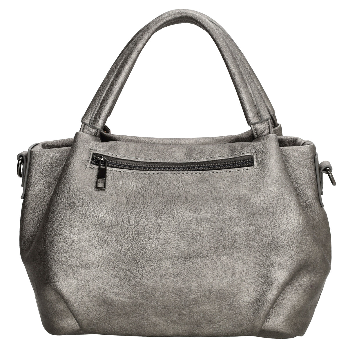 Schultertasche 28x21cm Gun Metallic mit Reißverschluss in Lederoptik - leder-accessoires.com