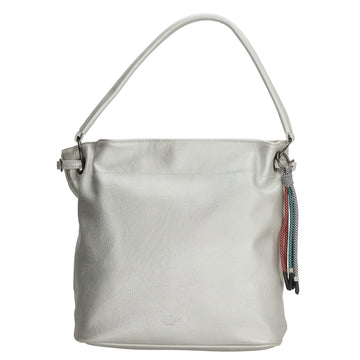 Beuteltasche 30x35cm Silber mit Reißverschluss in Lederoptik - leder-accessoires.com