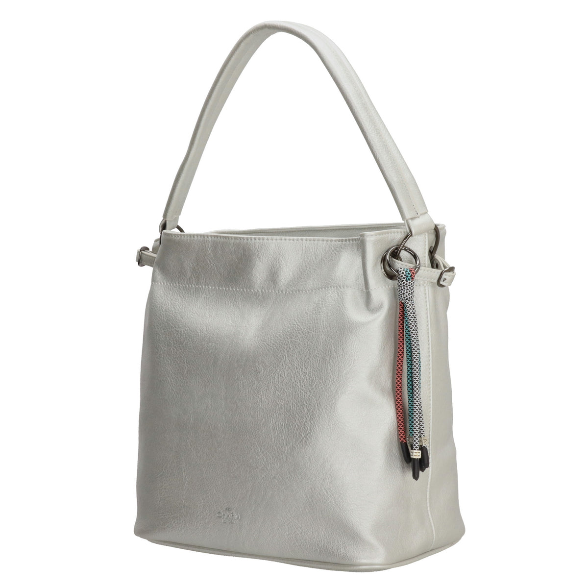 Beuteltasche 30x35cm Silber mit Reißverschluss in Lederoptik - leder-accessoires.com