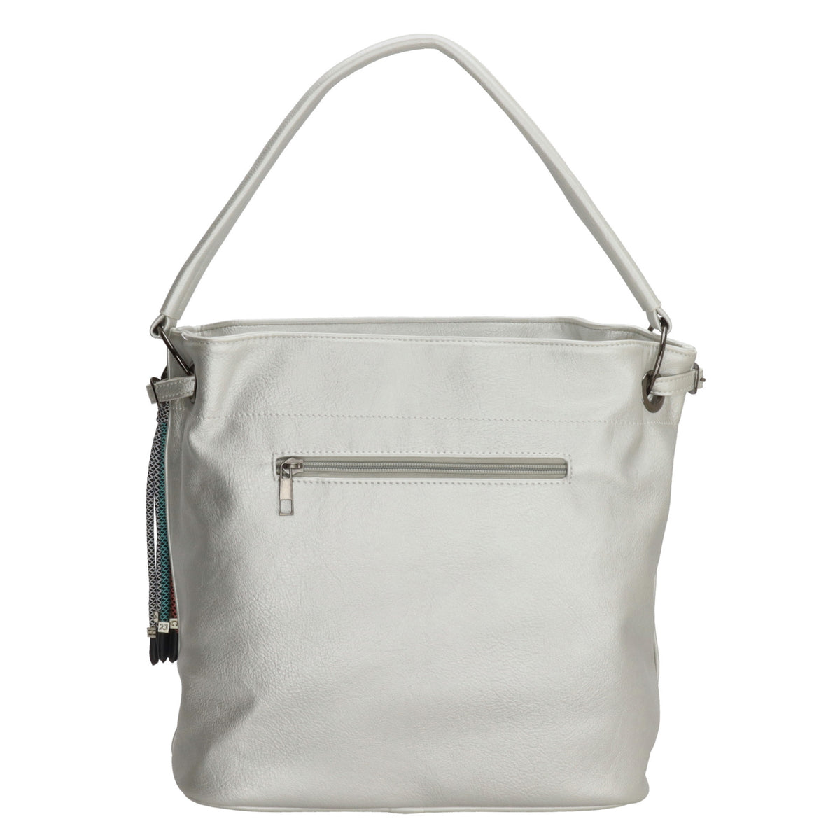 Beuteltasche 30x35cm Silber mit Reißverschluss in Lederoptik - leder-accessoires.com