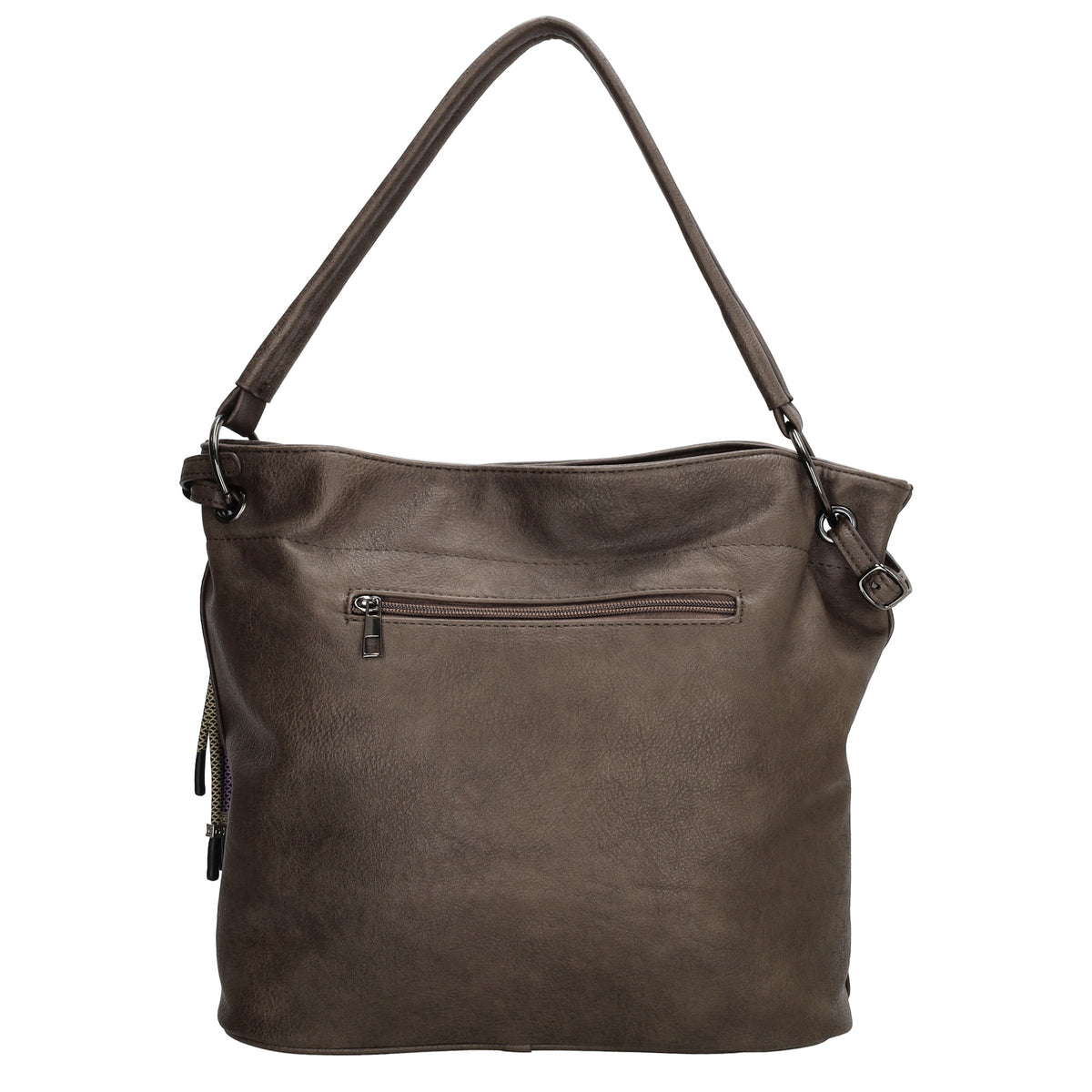 Beuteltasche 30x35cm Dunkelbraun mit Reißverschluss in Lederoptik - leder-accessoires.com