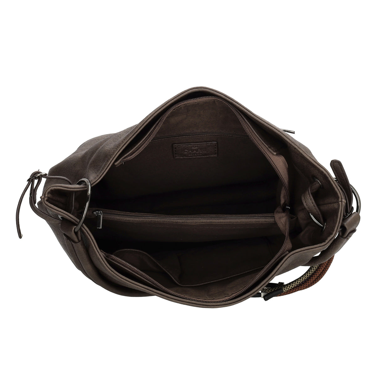 Beuteltasche 30x35cm Dunkelbraun mit Reißverschluss in Lederoptik - leder-accessoires.com